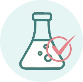 A chemical flask with a check mark on it. A chemical flask with a check mark on it.