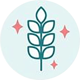 An image of a wheat leaf in a circle with stars. An image of a wheat leaf in a circle with stars.