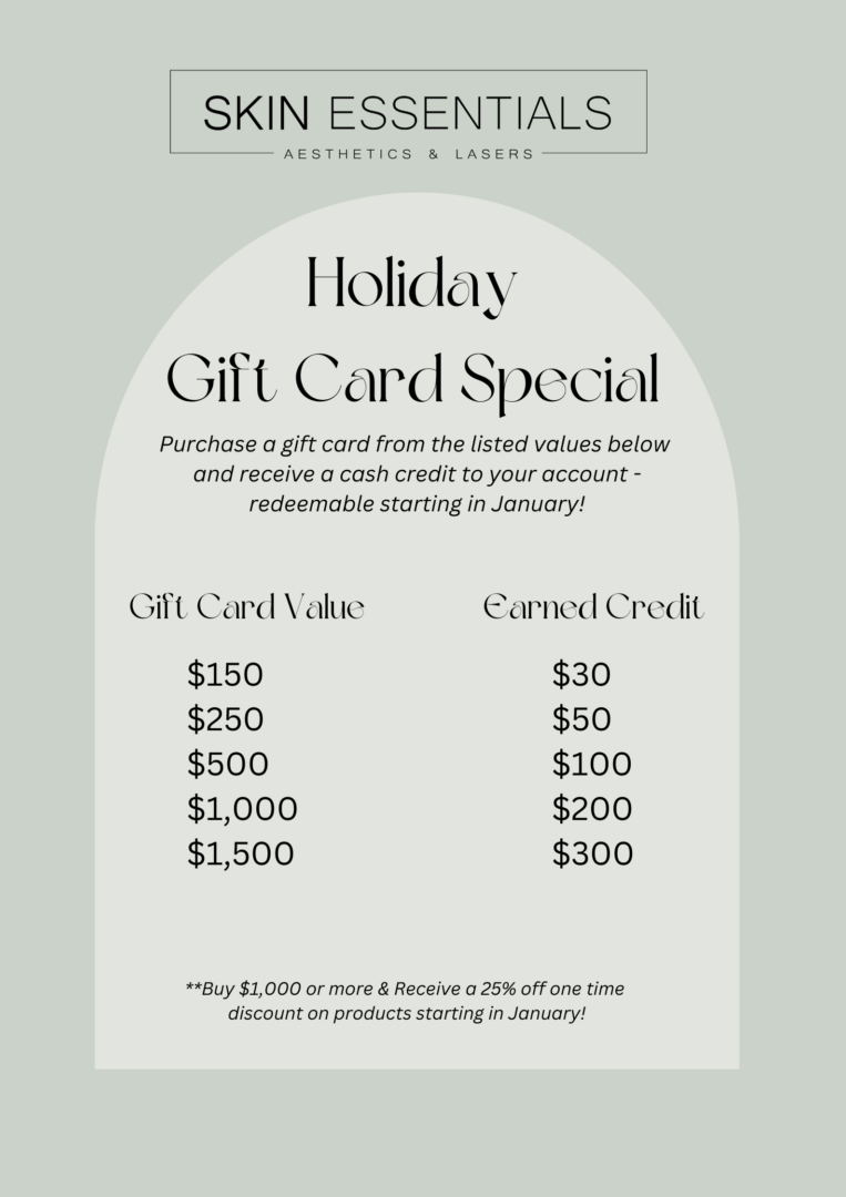 A gift card with price list.